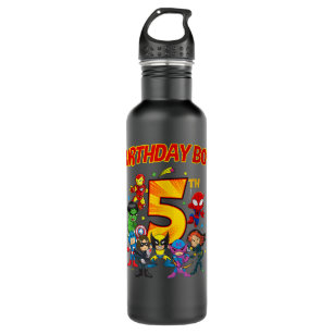 5th Third Birthday Boy  Superhero Super Heroes Par 710 Ml Water Bottle