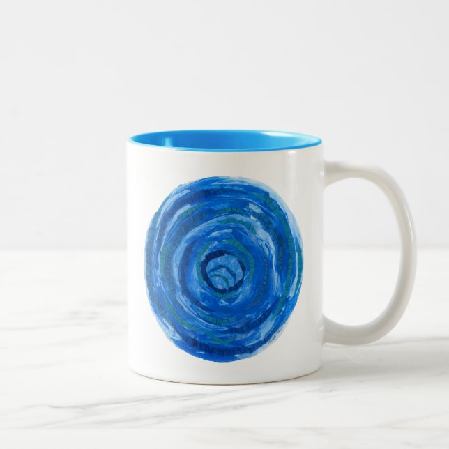 5th-Throat Chakra Healing Blue Artwork #2 Two-Tone Coffee Mug (Right)