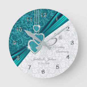5th Turquoise Wedding Anniversary Keepsake Round Clock