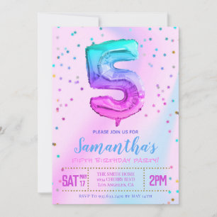 5th Unicorn Birthday Party Invitation