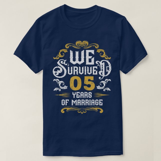 5th Wedding Anniversary Couples Husband Wife 5 Yea T-Shirt (Design Front)