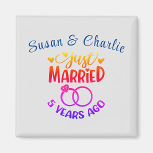 5th Wedding Anniversary Custom Names Magnet