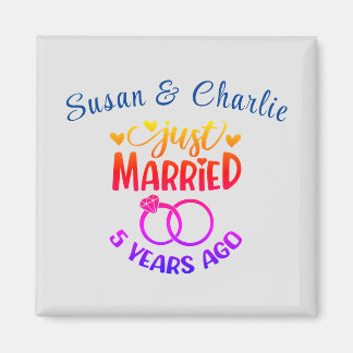 5th Wedding Anniversary Custom Names Magnet