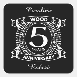 5th wedding anniversary distressed crest square sticker