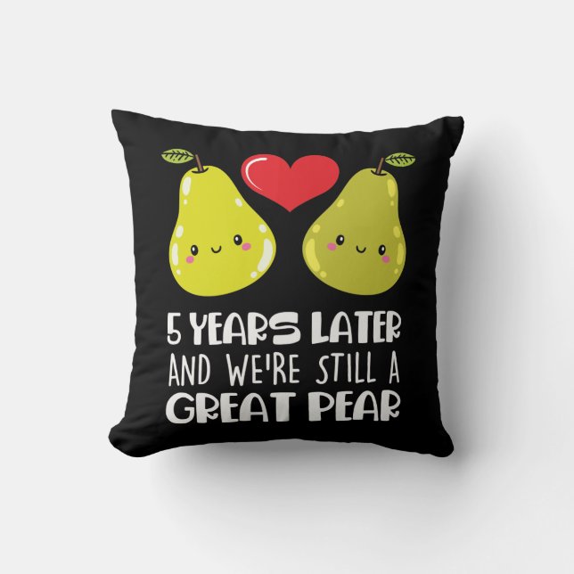 5th Wedding Anniversary Gift Married Couple Pear Cushion (Front)