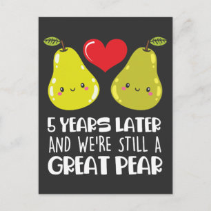 5th Wedding Anniversary Gift Married Couple Pear Postcard