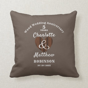 5th Wedding Anniversary Gift Personalised Cushion