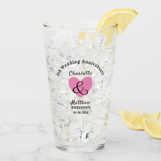5th Wedding Anniversary Gift Personalised Glass (Back Ice)