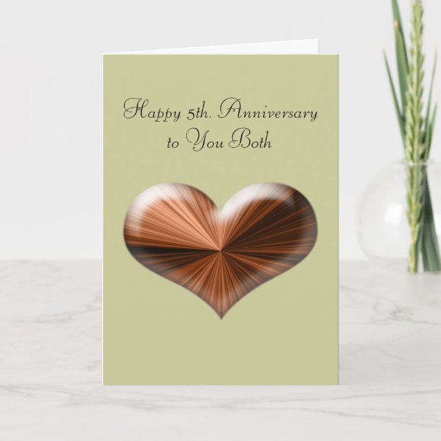 5th. Wedding Anniversary Greeting Card with verse (Front)
