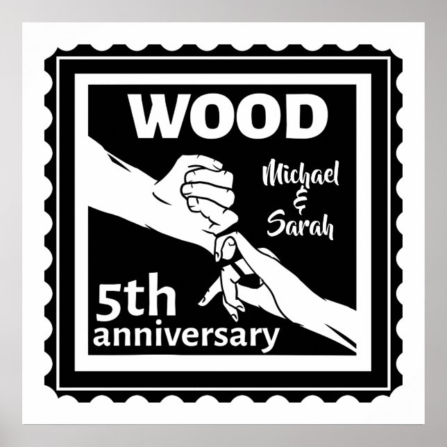 5th Wedding anniversary holding hands traditional Poster (Front)