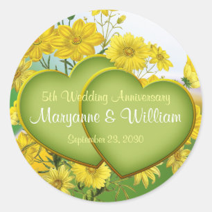 5th Wedding Anniversary Party Wildflower Classic Round Sticker