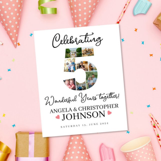 5th Wedding Anniversary Photo Collage Welcome Sign (Creator Uploaded)