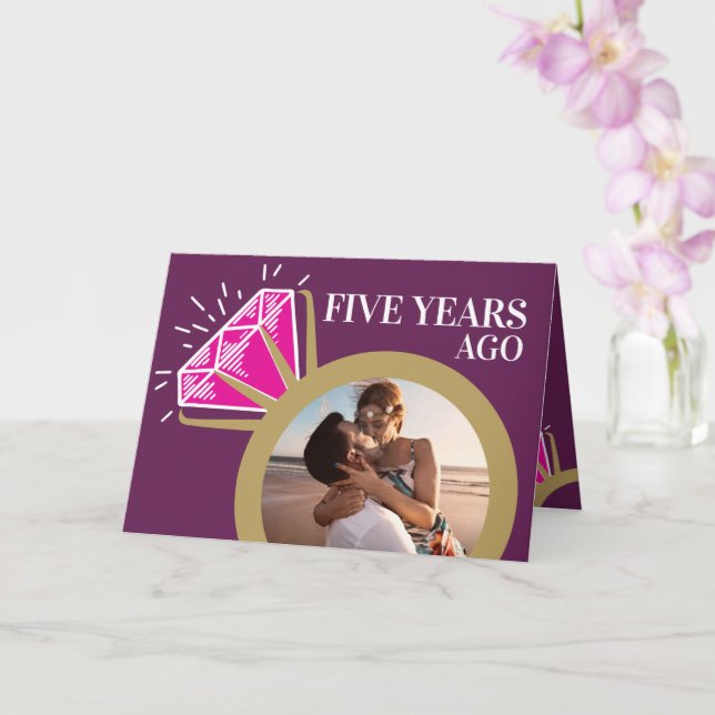 5th wedding anniversary pink tourmaline ring photo card (Orchid)