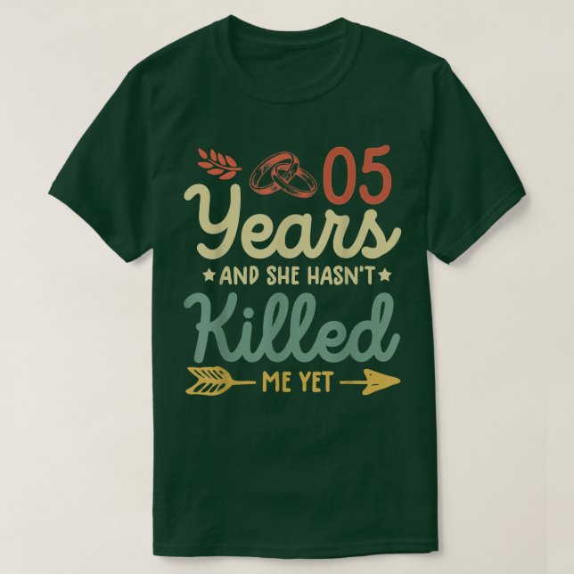5th wedding anniversary  tee matching couples 5 ye (Design Front)