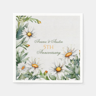 5th Wedding Anniversary White Daisies Napkin