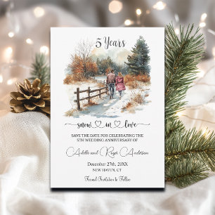 5th Wedding Anniversary Winter Landscape Romantic Save The Date