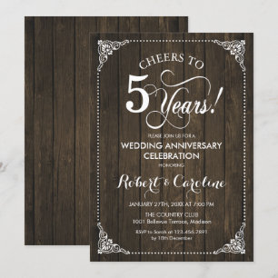 5th Wedding Anniversary - Wood Invitation