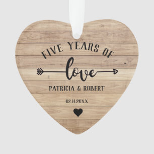5th Wedding Anniversay Wood Anniversary Photo Ornament