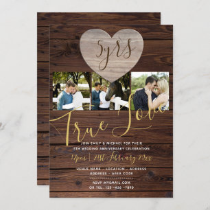 5th WOOD Anniversary PHOTO Rustic Invite