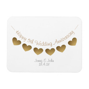 5th wood wedding anniversary bunting gift magnet