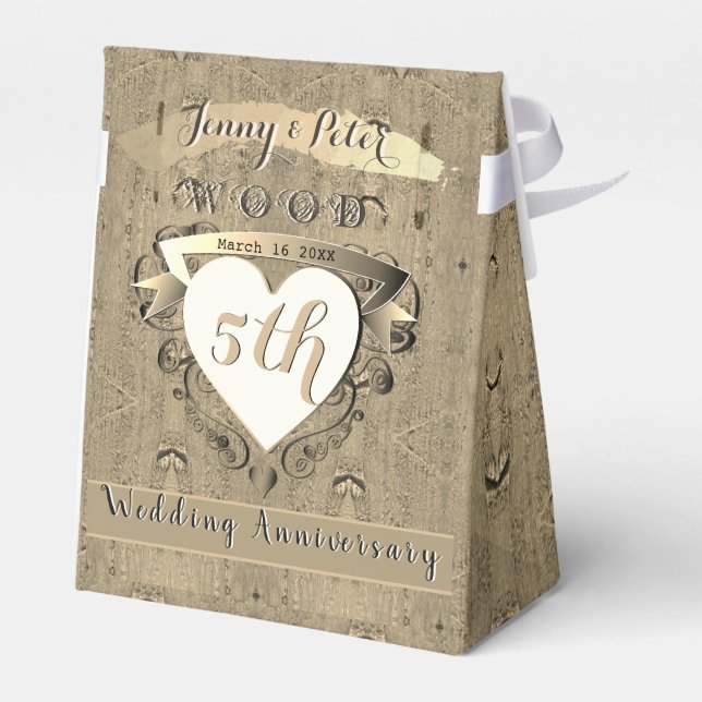 5th Wood Wedding Anniversary   Favour Box (Back Side)