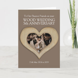 5th wood wedding anniversary friends photo card