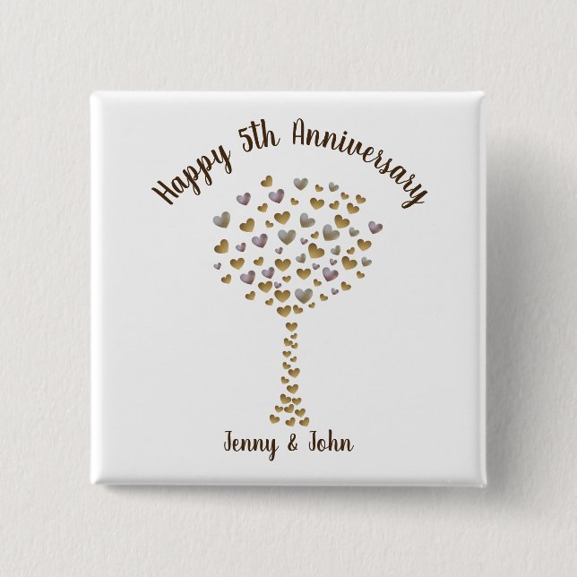 5th wood wedding anniversary gift magnet 15 cm square badge (Front)