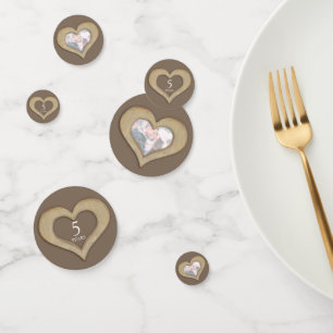 5th wood wedding anniversary heart and photo confetti