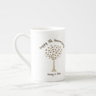 5th wood wedding anniversary husband & wife bone china mug