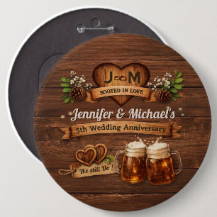 5th Wood Wedding Anniversary Party Thank You Gifts 6 Cm Round Badge