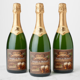 5th Wood Wedding Anniversary Party Thank You Gifts Sparkling Wine Label