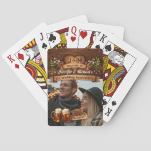 5th Wood Wedding Anniversary Photo Thank you gifts Playing Cards