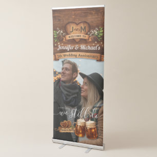 5th Wood Wedding Anniversary Photo Welcome Rustic Retractable Banner