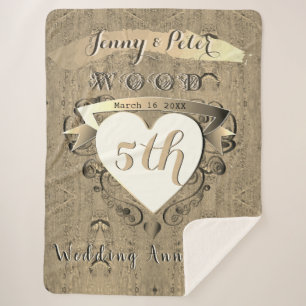 5th Wood Wedding Anniversary Sherpa Blanket