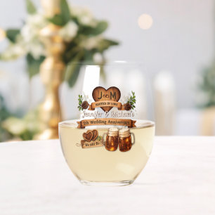 5th Wood Wedding Anniversary We Still Do keepsake Stemless Wine Glass