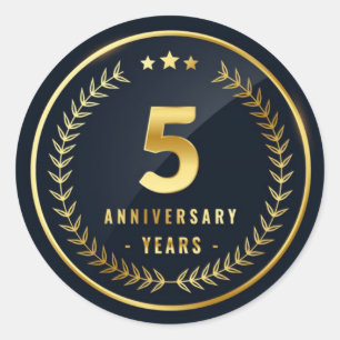 5th Year Anniversary Classic Round Sticker