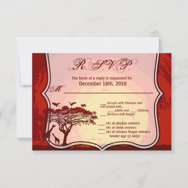 5x3.5 R.S.V.P. Card African Safari Giraffe Sunset (Front)