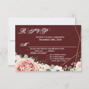 5x3.5 R.S.V.P. Card Geometric Garden Rose Wine Bur