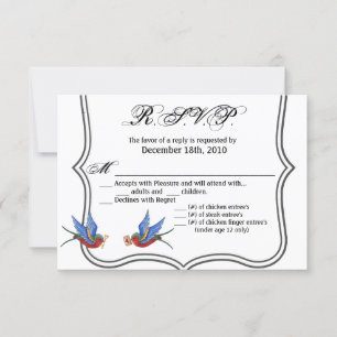 5x3.5 R.S.V.P. Card Traditional Bird Tattoo Sparro