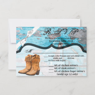 5x3.5 R.S.V.P. Card XMAS Blue Wood Barn Door Boots