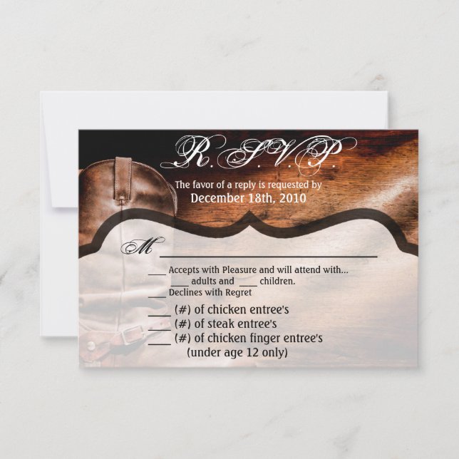 5x3.5 R.S.V.P. Card XMAS Cowboy Boots Barn Wood Ru (Front)