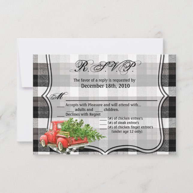 5x3.5 R.S.V.P. Card XMAS Truck Buffalo Plaid Chris (Front)
