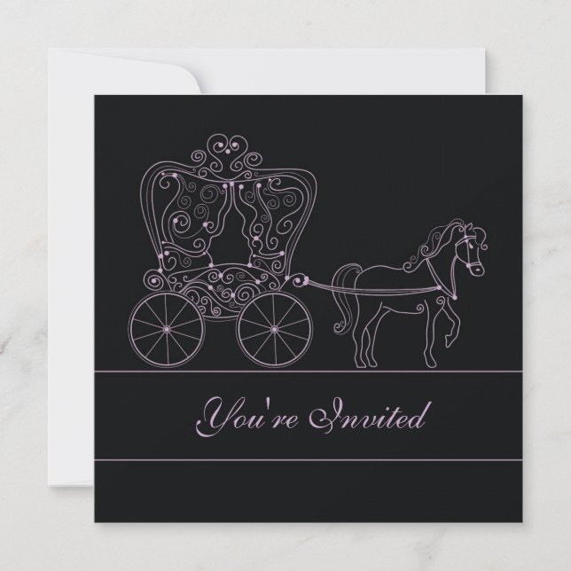 5x5 Black Carriage Wedding Invitation (Front)
