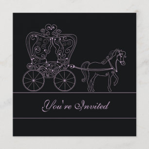 5x5 Black Carriage Wedding Invitation