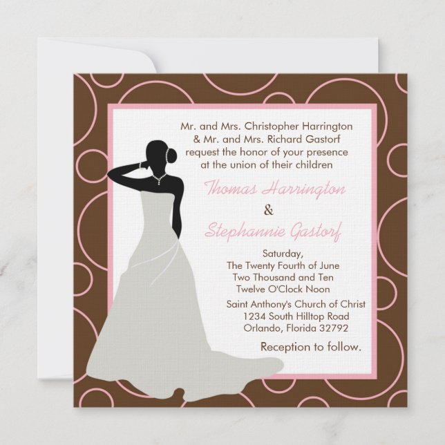 5x5 Brown Pok-a-Dot Wedding Invitation (Front)
