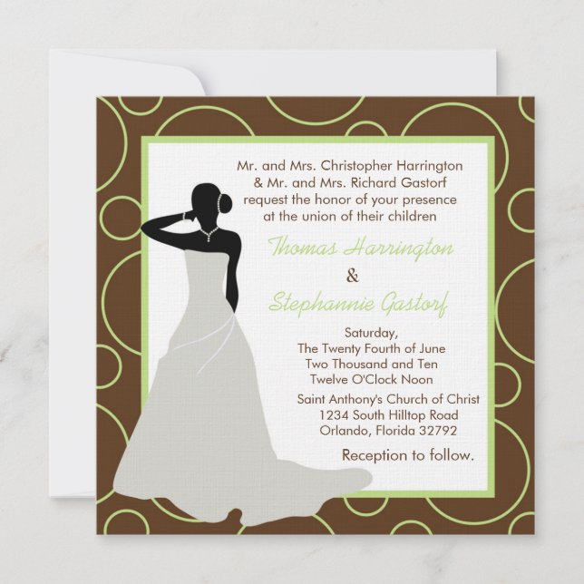 5x5 Brown Pok-a-Dot Wedding Invitation (Front)
