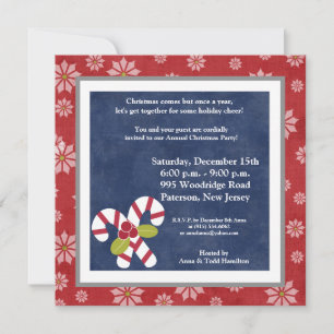 5x5 Christmas Holly on Candy Canes Invitation