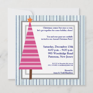 5x5 Christmas Tree Pink Orange Invitation