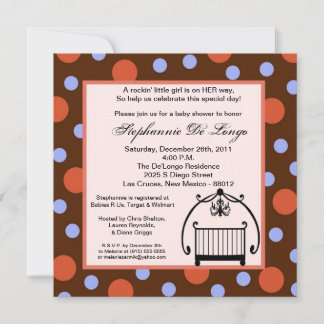 5x5 Crib Cradle Baby Bed Baby Shower Invitation