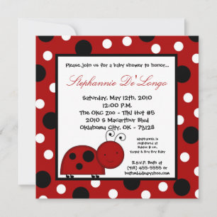 5x5 Crimson Red Lady Bug Baby Shower Invitation